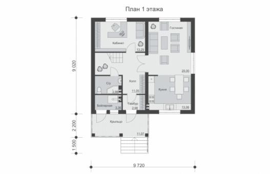 Проект одноэтажного дома с мансардой